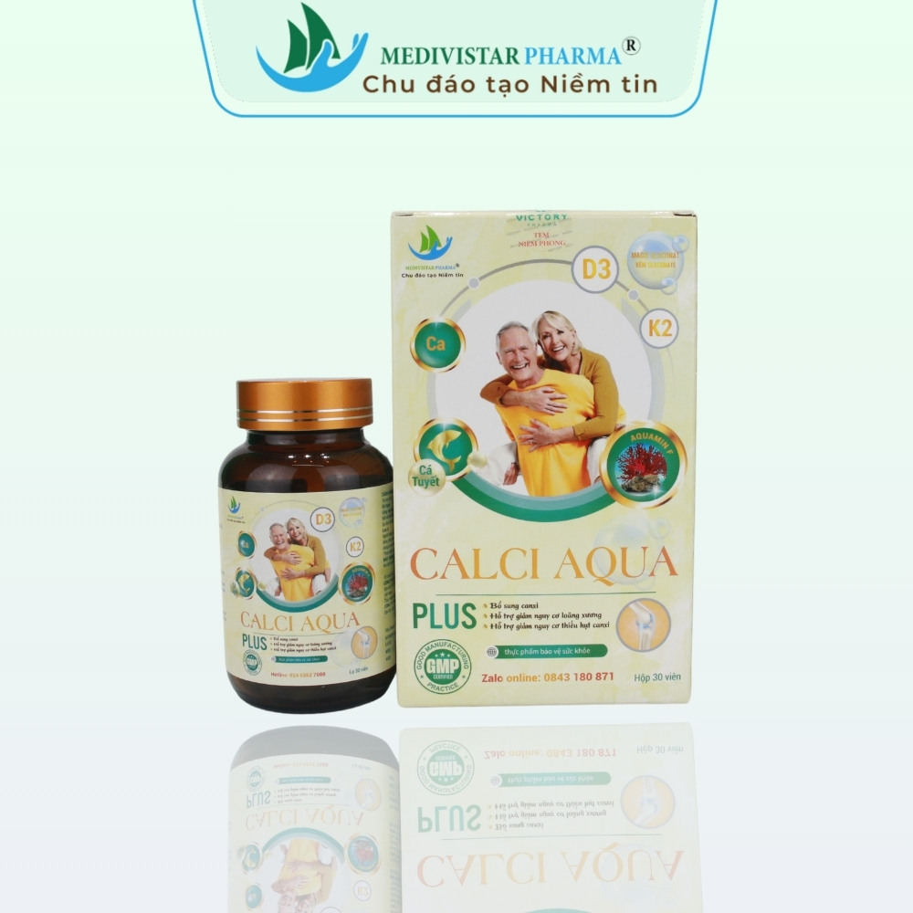 Viên canxi hữu cơ Calci Aqua Plus lọ 30 viên nén