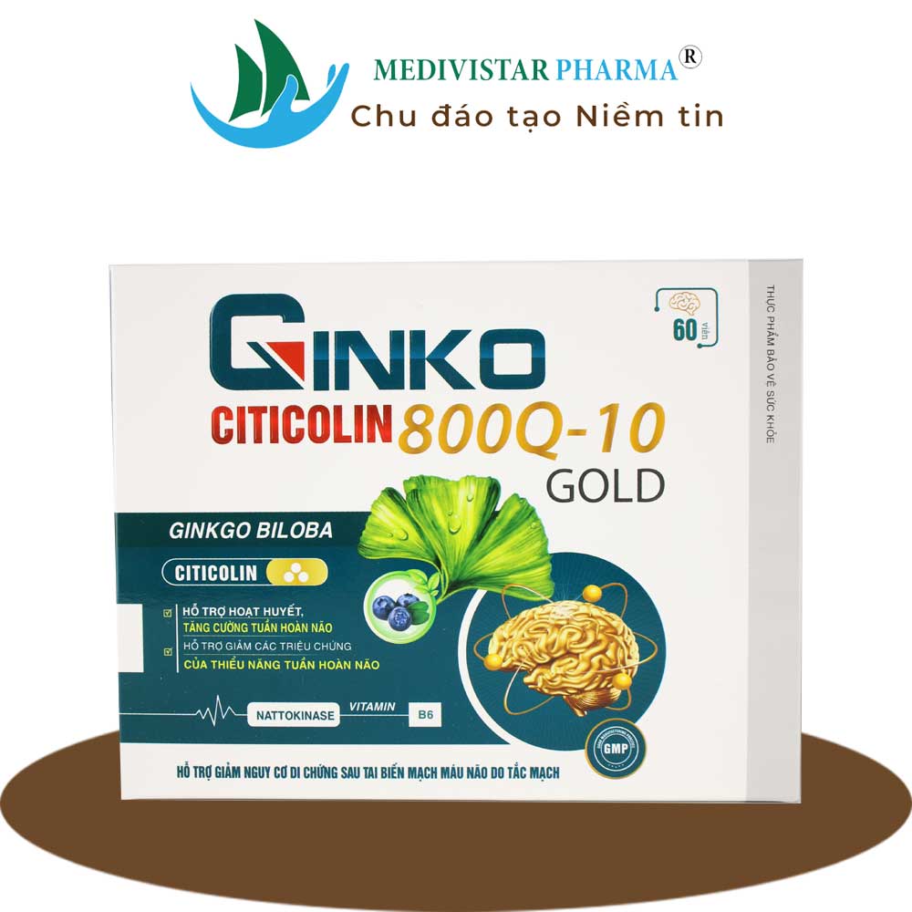 Thực phẩm bảo vệ sức khỏe GINKO CITICOLIN 800Q - 10GOLD