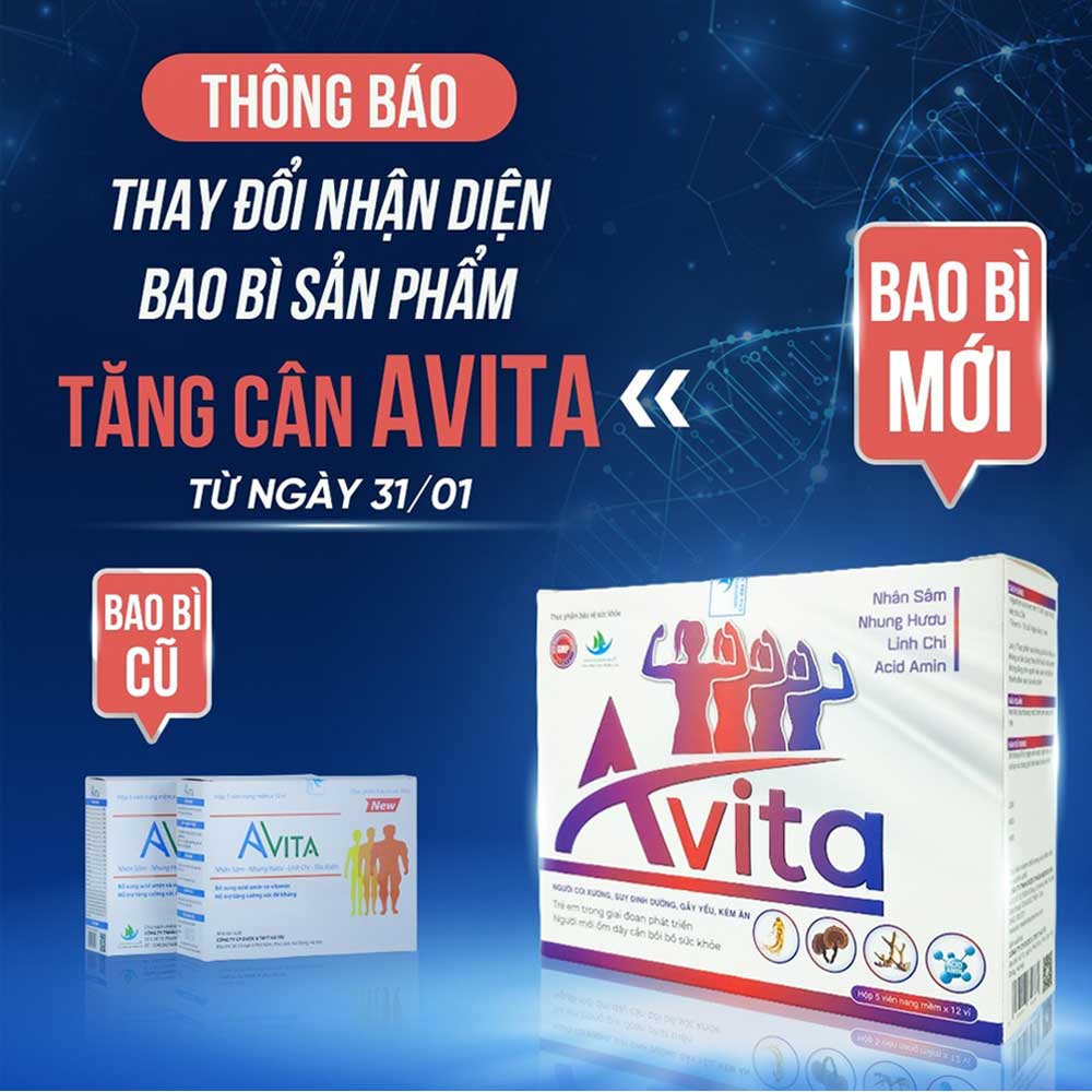 Thông báo bổ sung nhãn sản phẩm hỗ trợ tăng cân Avita cho người gầy