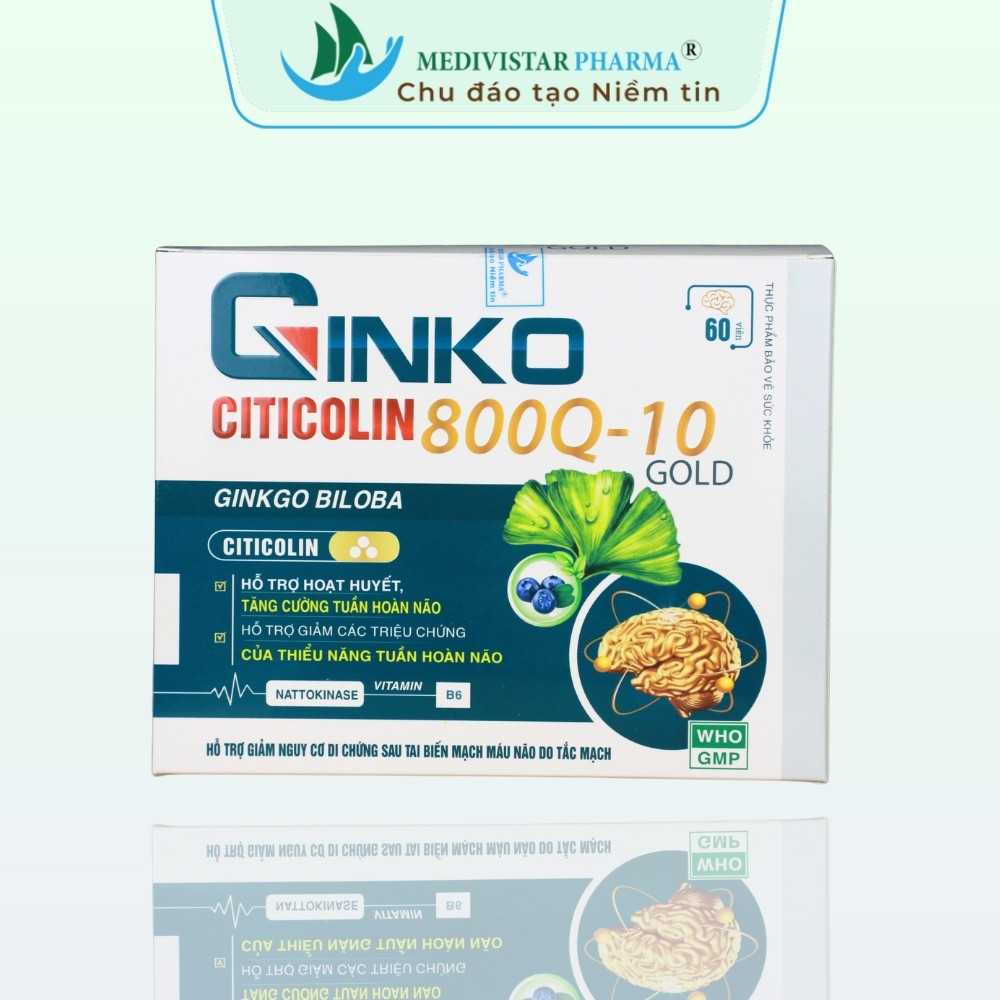 Thực phẩm bảo vệ sức khỏe GINKO CITICOLIN 800Q - 10GOLD