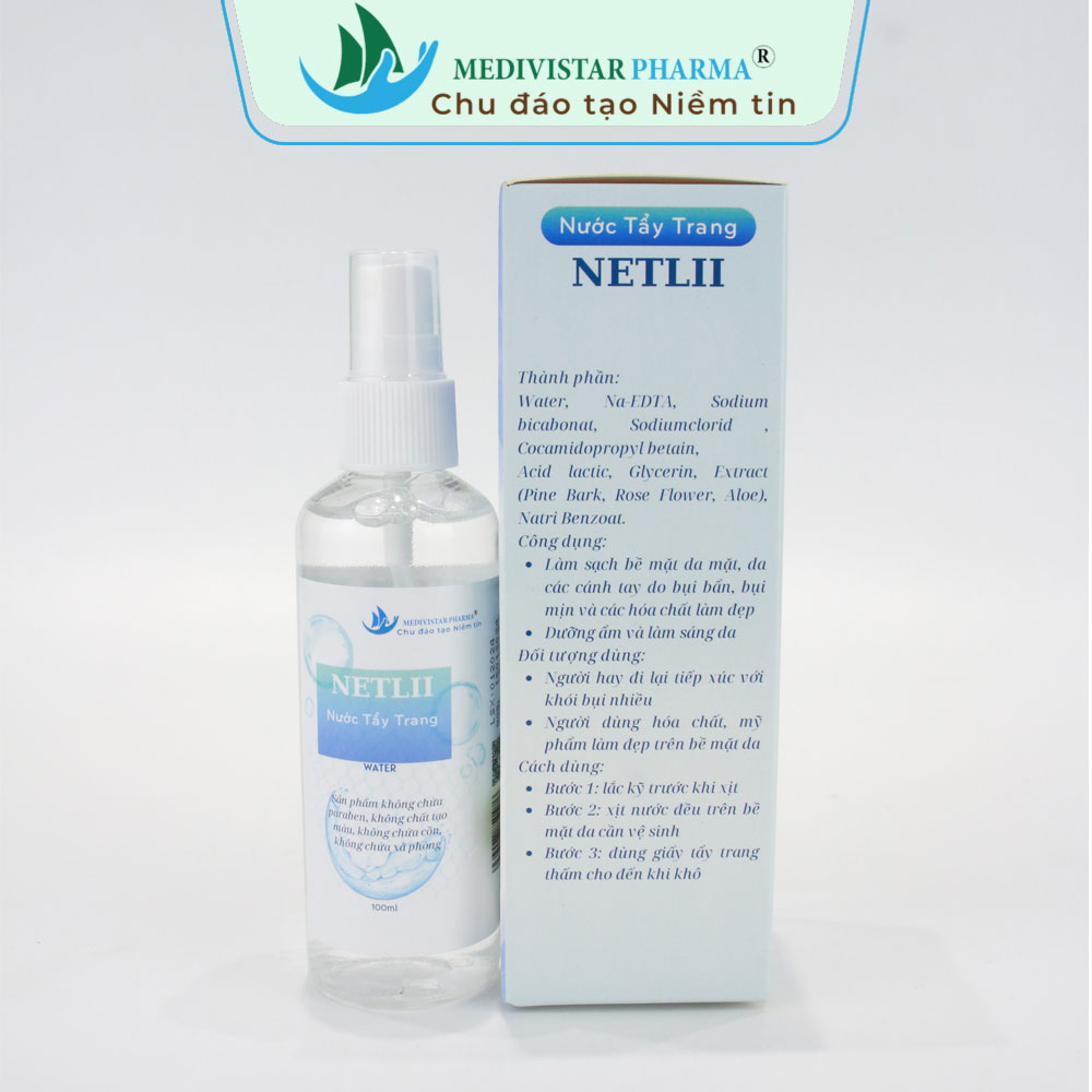 Nước tẩy trang Netlii hỗ trợ làm sạch da, trắng da lọ xịt 100ml