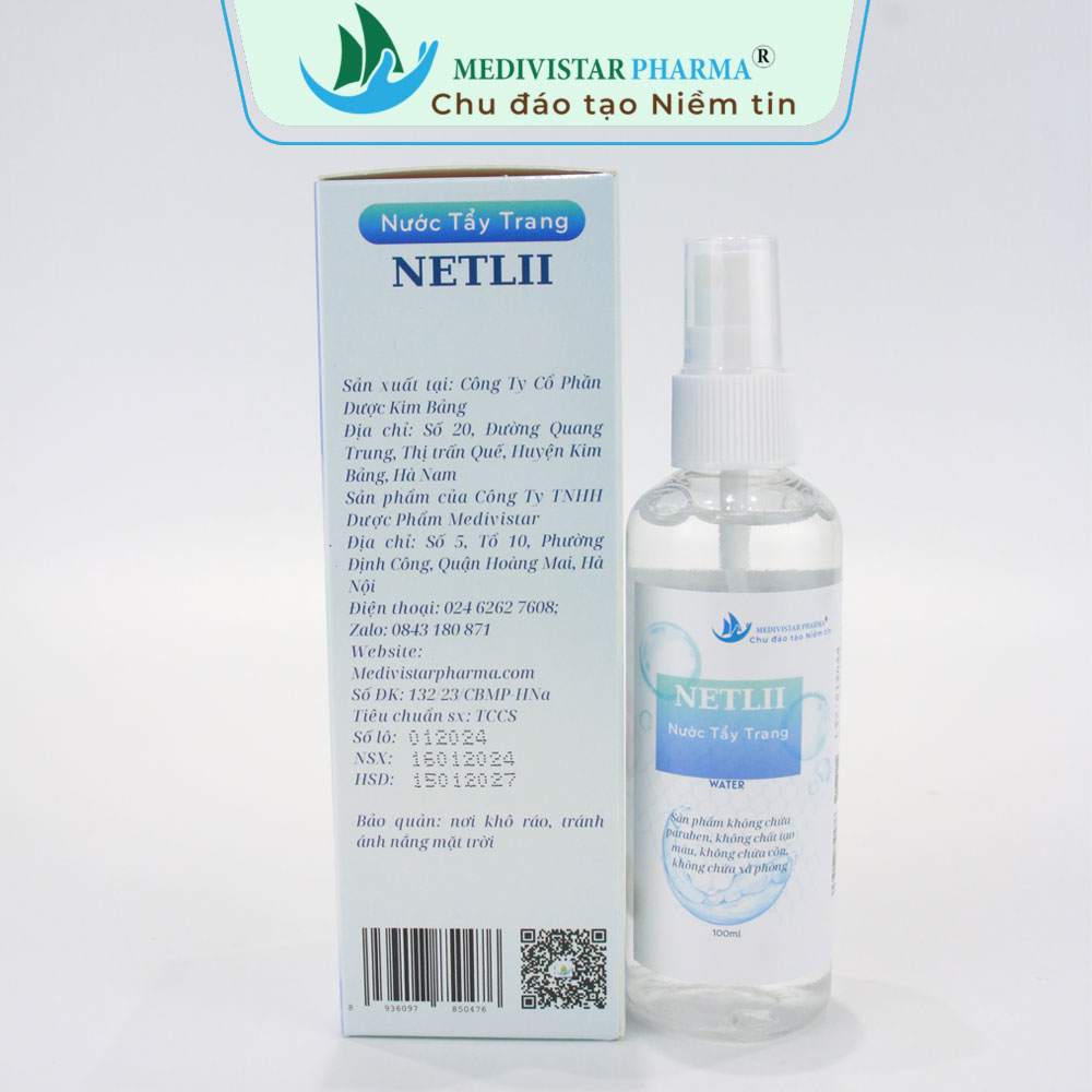 Nước tẩy trang Netlii hỗ trợ làm sạch da, trắng da lọ xịt 100ml